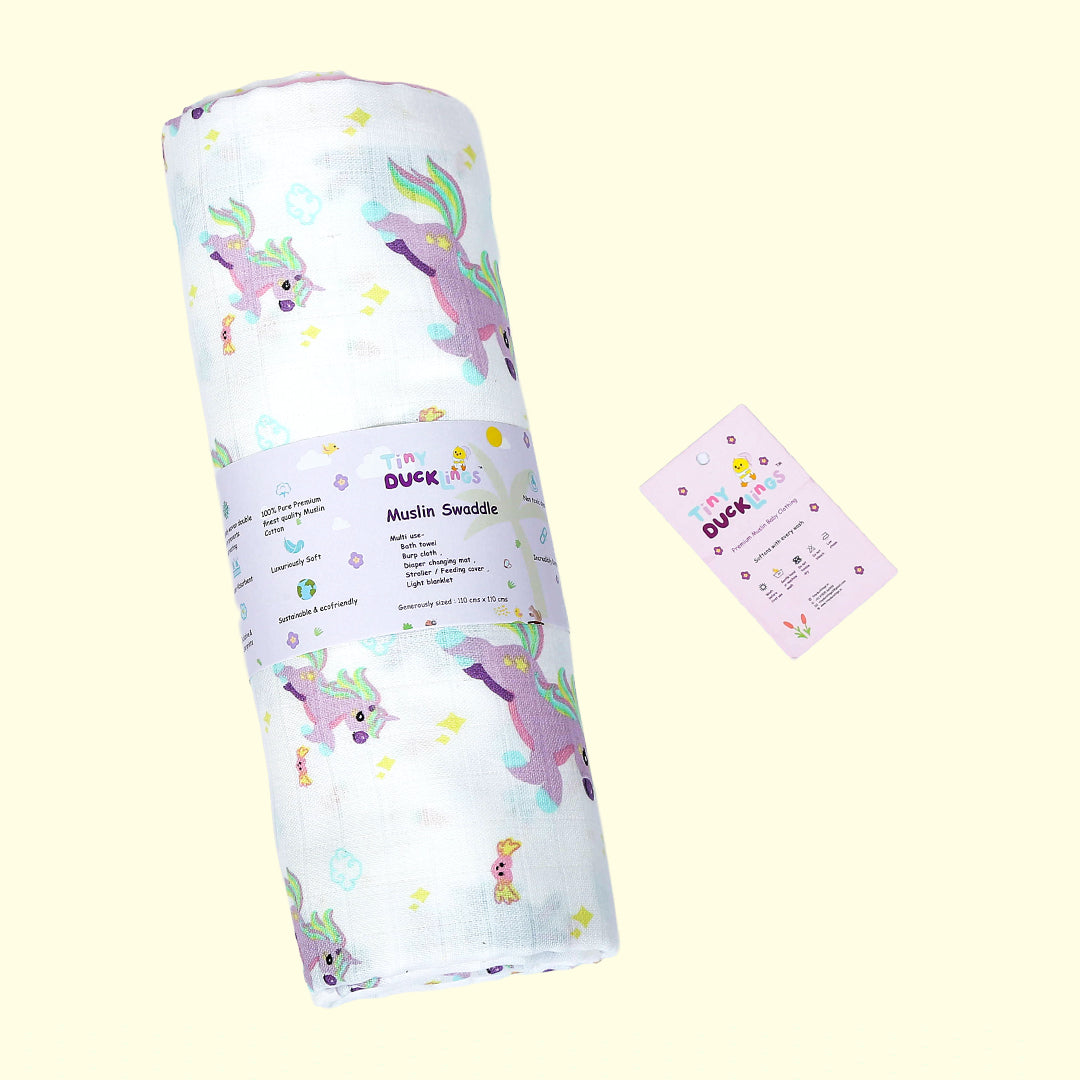Sparkling Unicorns - Muslin Large Swaddle  / Bath towel