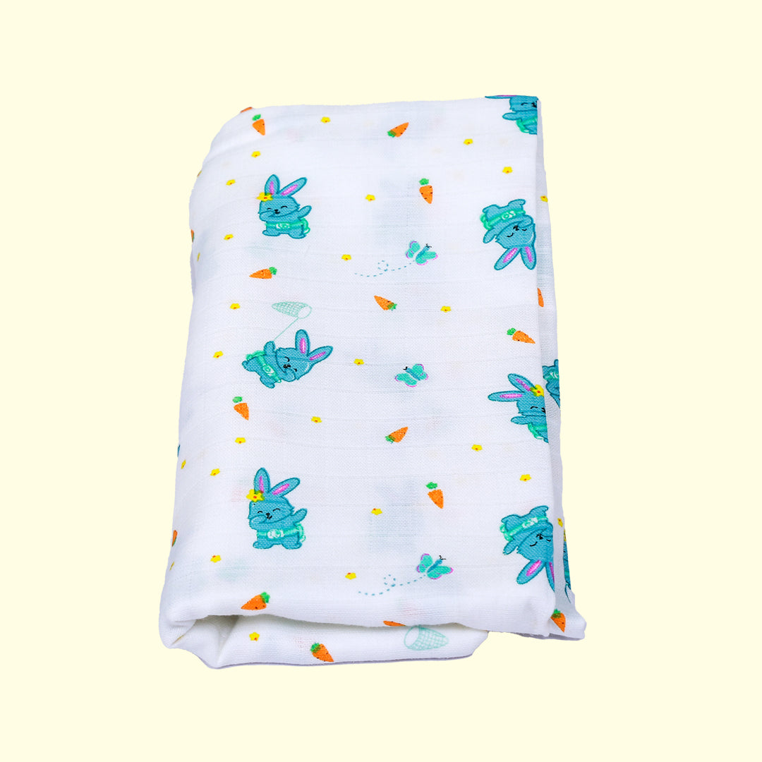 Bunny Tickles - Large Muslin Swaddle / Bath towel