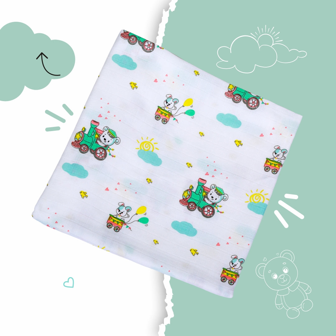 Muslin small towel / burp cloth -Blushing bears