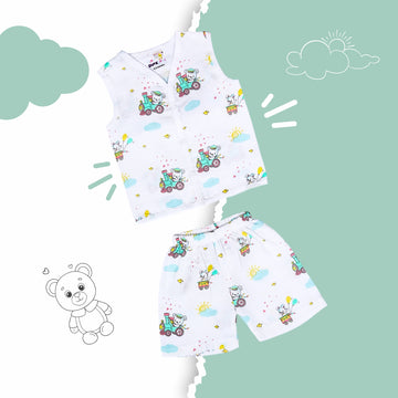 Blushing bears-Muslin Jabla & shorts