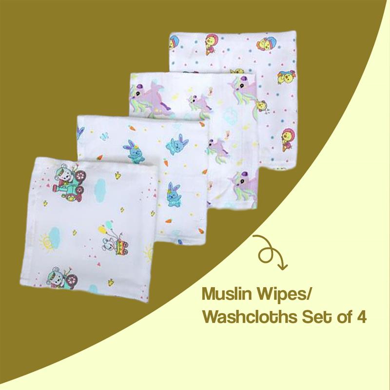 Muslin wipes / washcloths ( set of 4 )