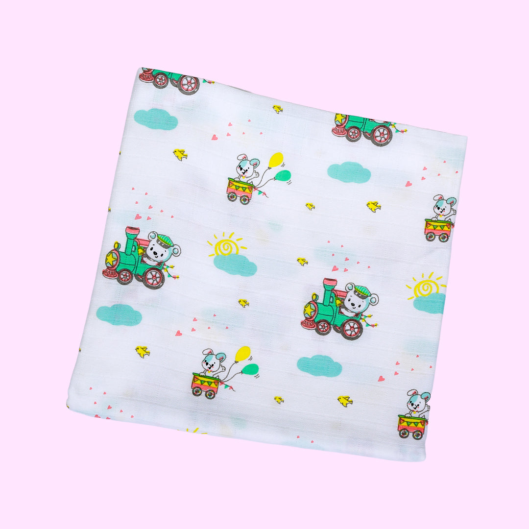 Muslin small towel / burp cloth -Blushing bears