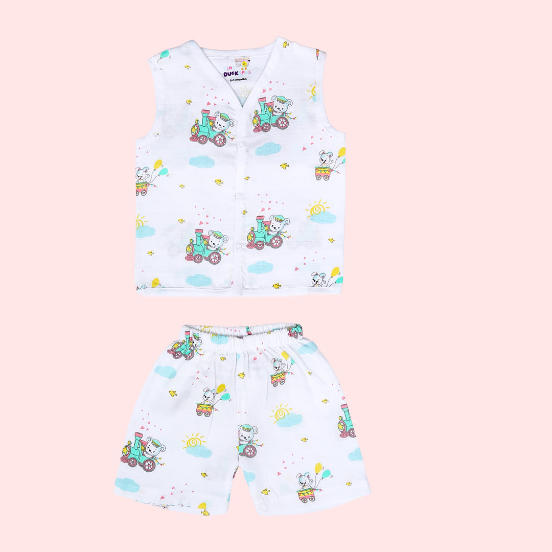 Blushing bears-Muslin Jabla & shorts