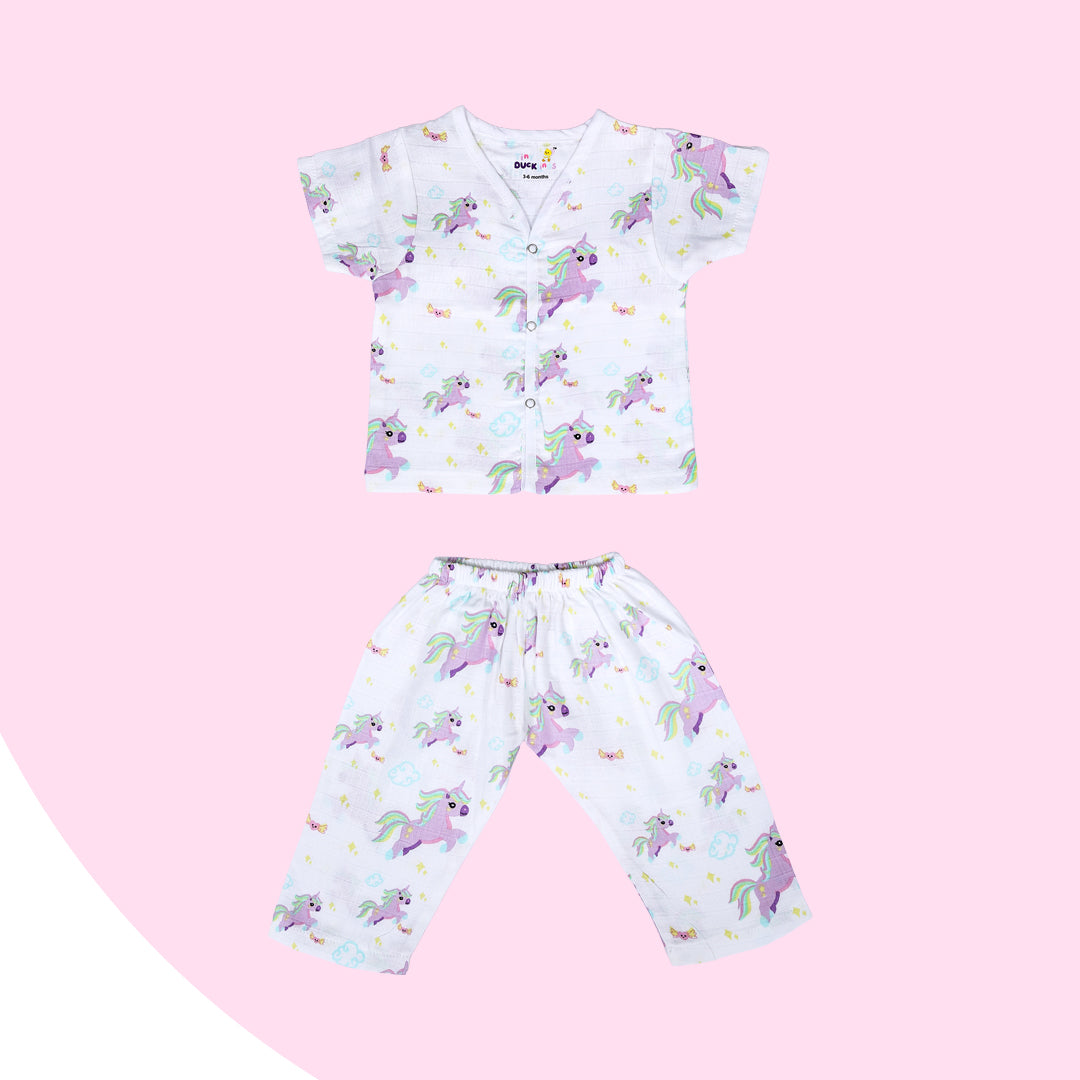 Sparkling Unicorns - Muslin Sleeve Top & full pant