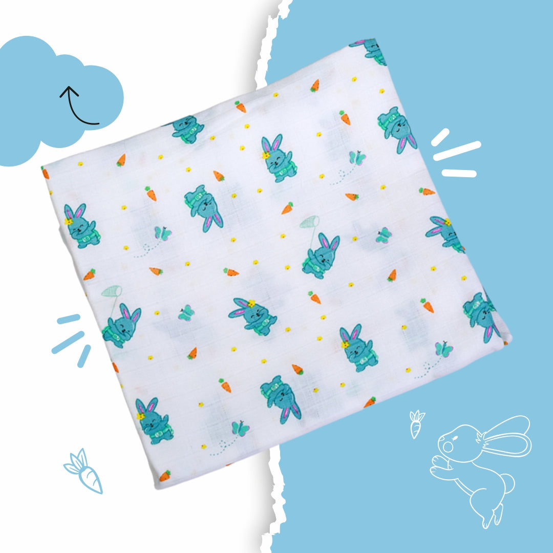 Muslin small towel / burp cloth -Bunny tickles