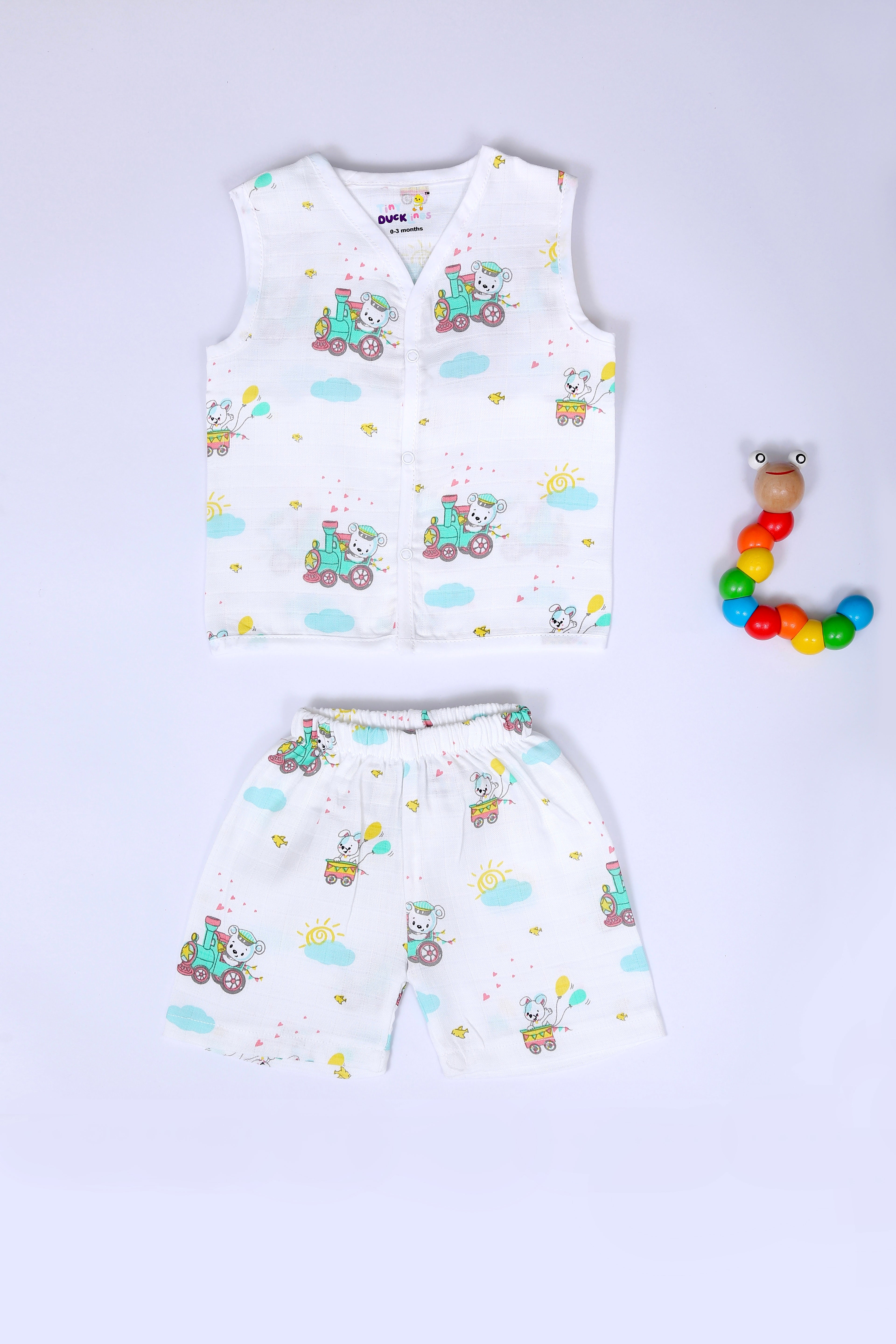 Blushing bears-Muslin Jabla & shorts