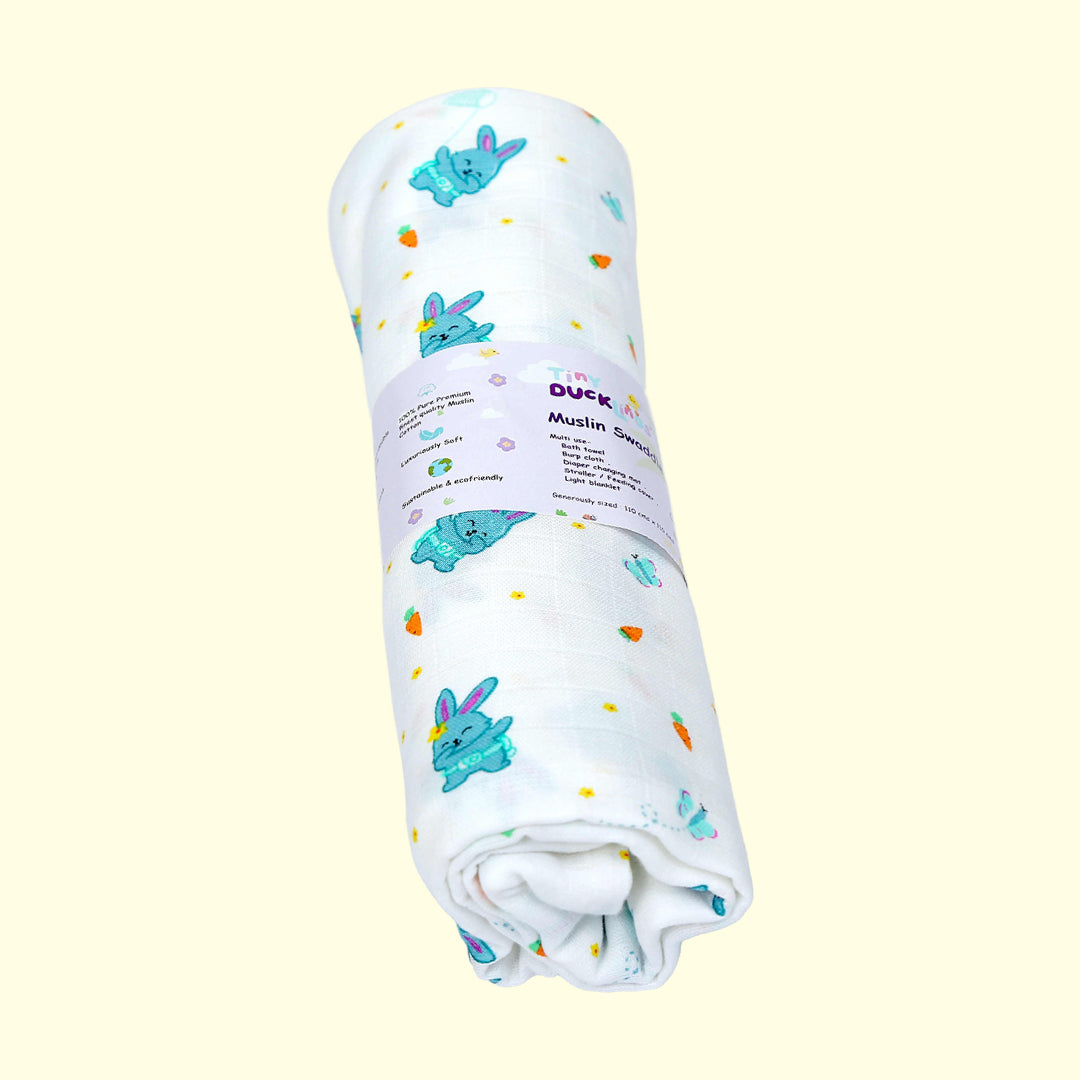Bunny Tickles - Large Muslin Swaddle / Bath towel
