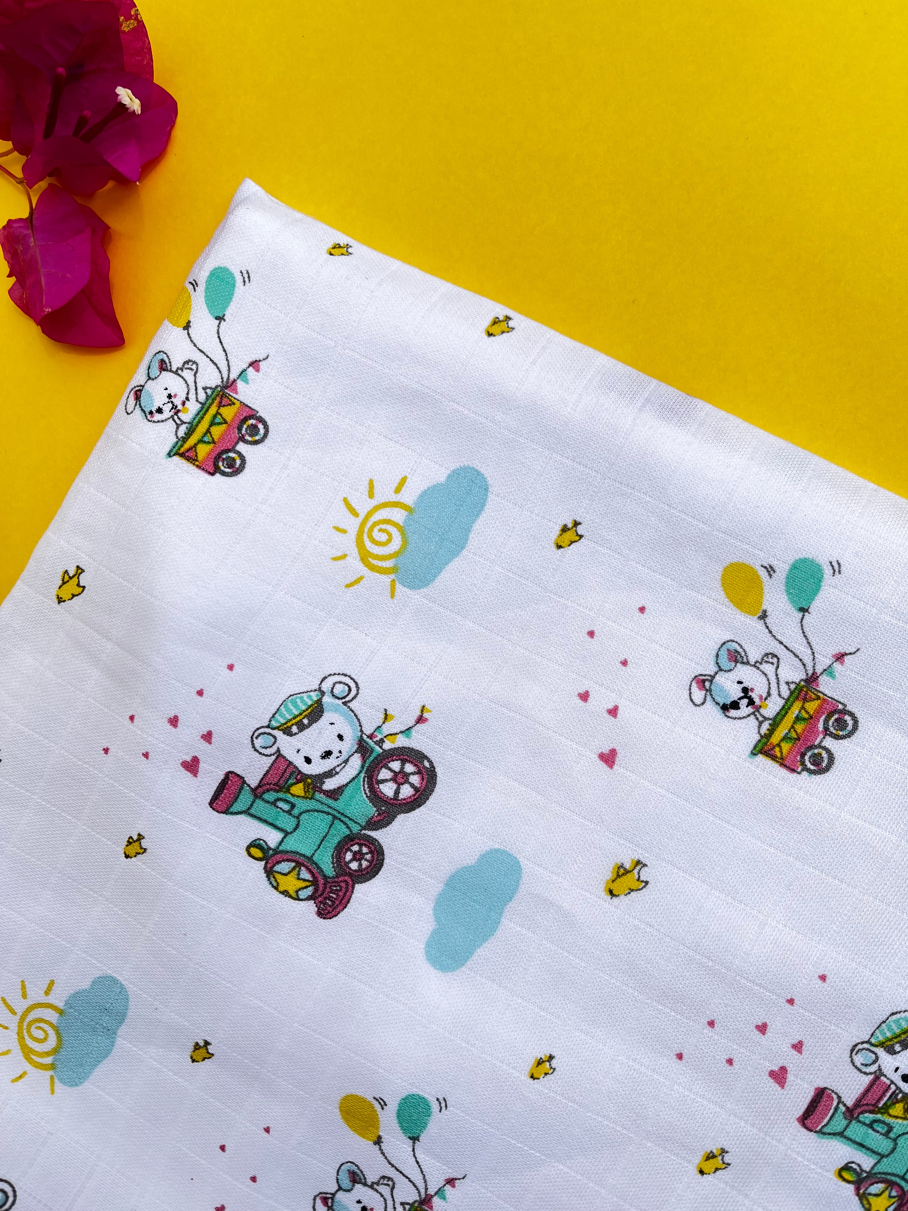 Blushing Bears - Large Muslin Swaddle / Bath Towel