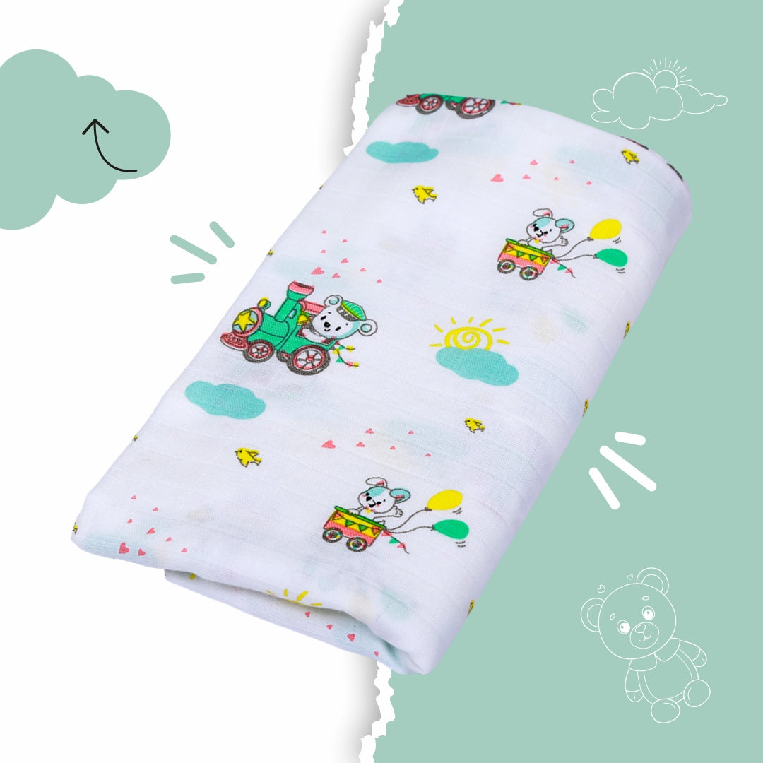 Blushing Bears - Large Muslin Swaddle / Bath Towel