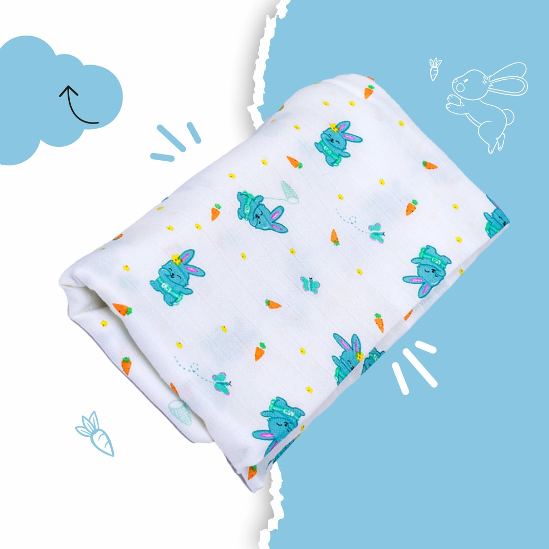 Bunny Tickles - Large Muslin Swaddle / Bath towel