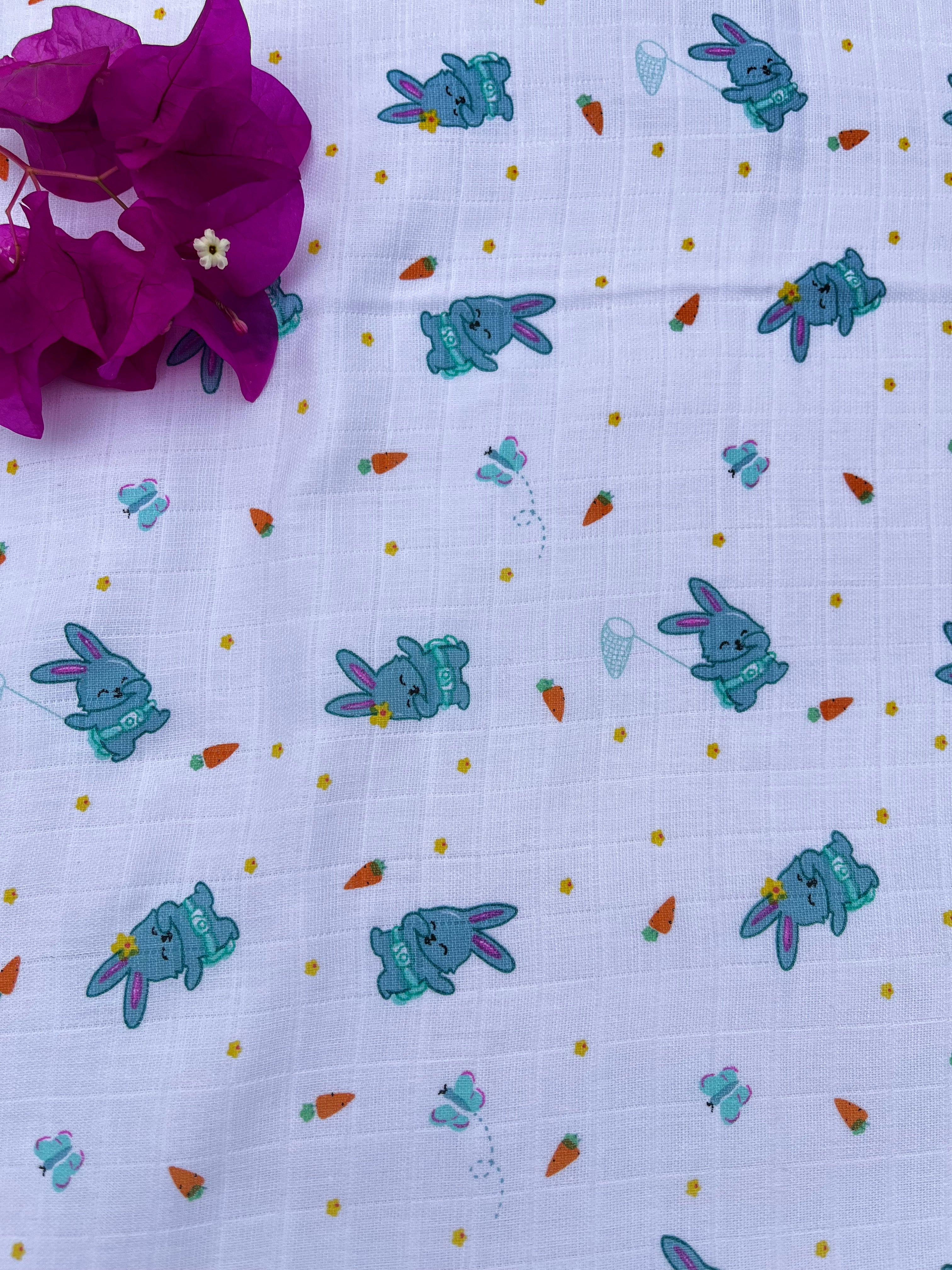 Bunny Tickles - Large Muslin Swaddle / Bath towel