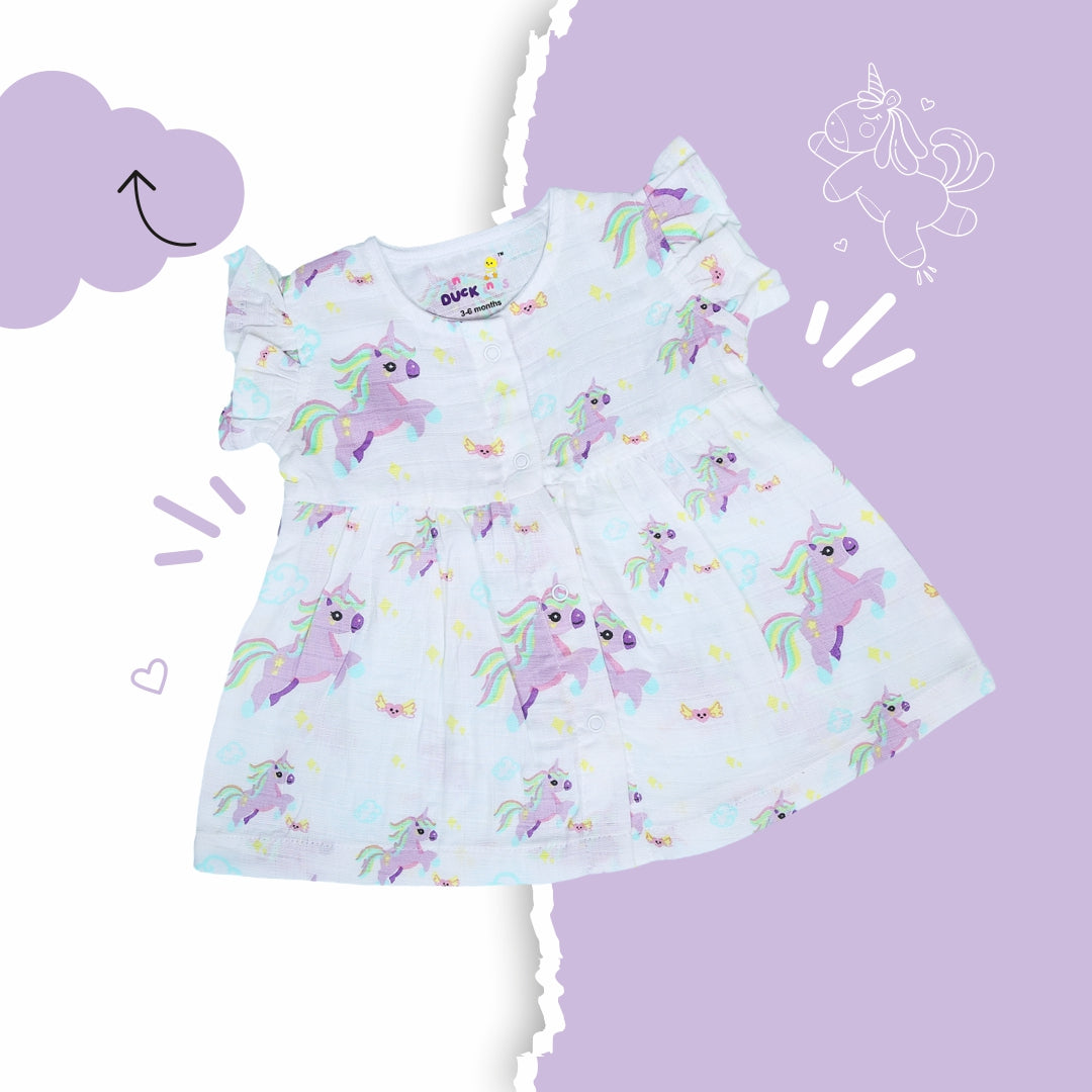 Sparkling Unicorns Muslin Frock