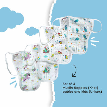 Muslin Nappies Knot Type - Set of 4