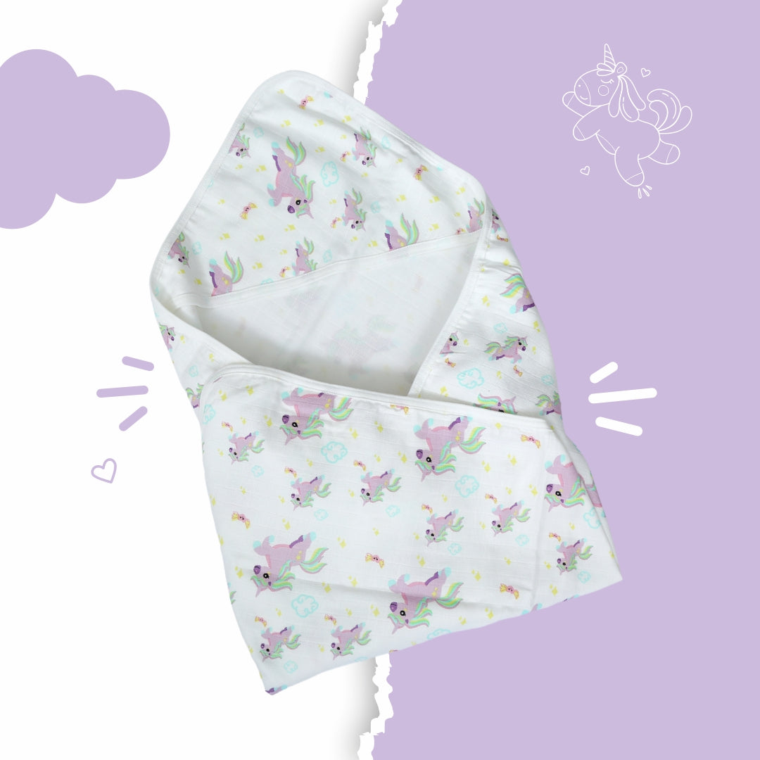 Sparkling Unicorns - Receiving Blanket with Hood